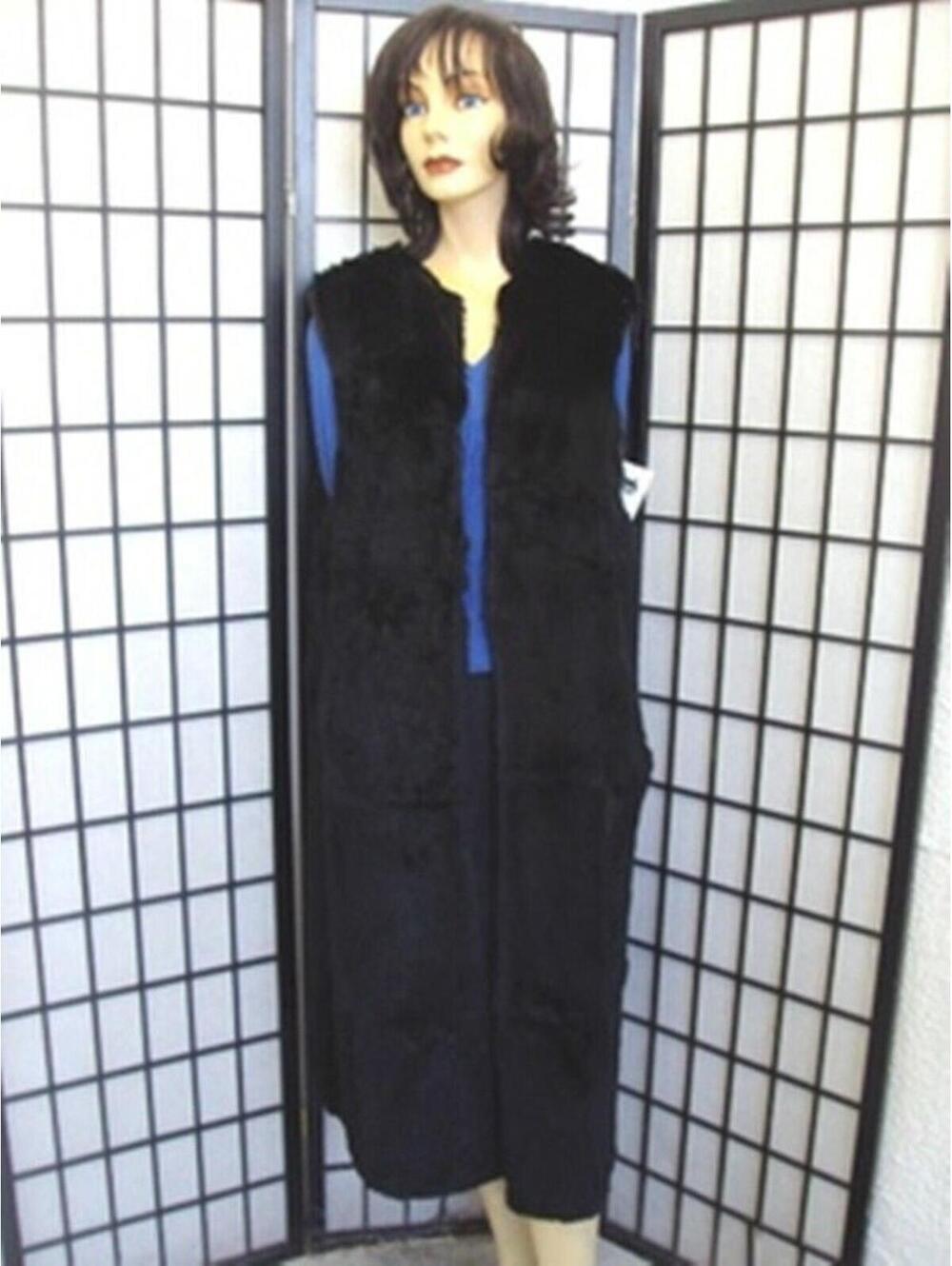 SCRAP ITEM: BLACK SHEARED RABBIT FUR LONG VEST  ARTS & CRAFTS